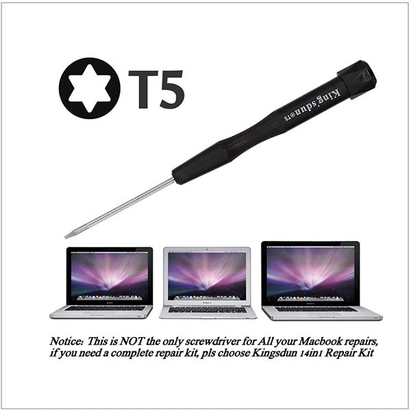 Kingsdun T5 Torx Screwdriver Set Magnetic Torx Bit Driver for MacBook Pro, Retina, Air Battery Replacement, Assembly and Repair 