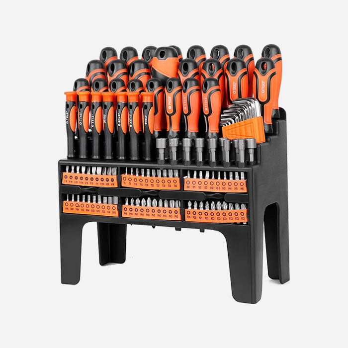 122-Piece Magnetic Screwdriver Set with Plastic Racking, Best Tools for Men Tools Gift, Drive Magnetic Bit Holding Screwdriver Handle & Hex Key, for Home Repair, Improvement