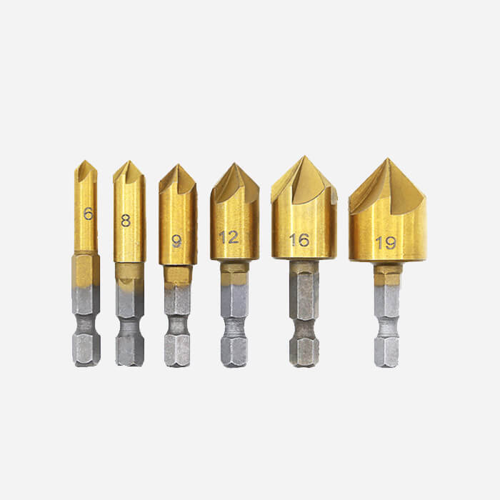 6PCS 5 Flute Chamfer Countersink 1/4