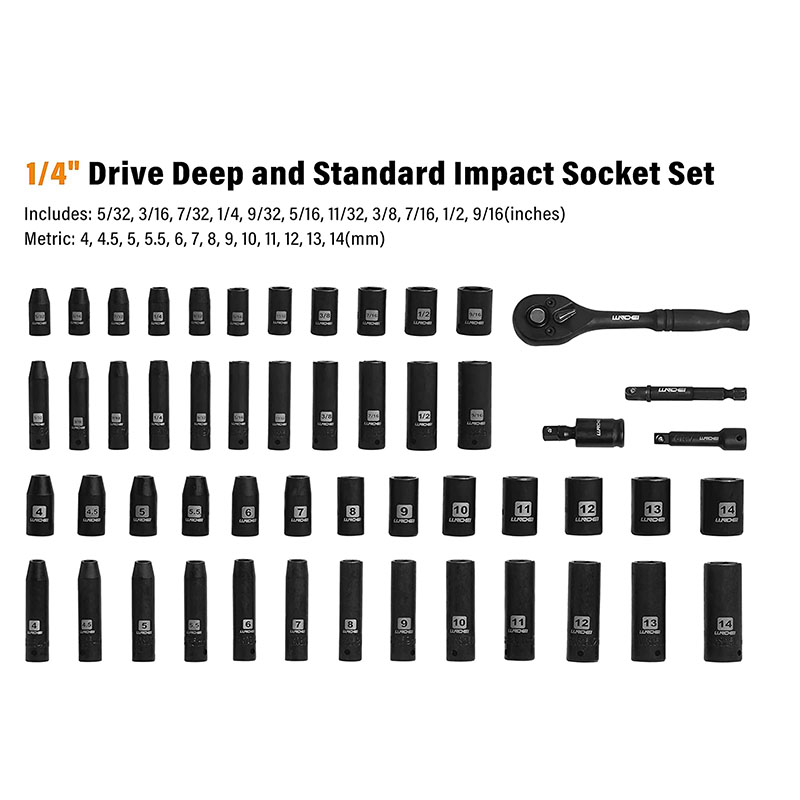 1/4”Drive Impact and 52 PCS Socket Set Manufacturer 