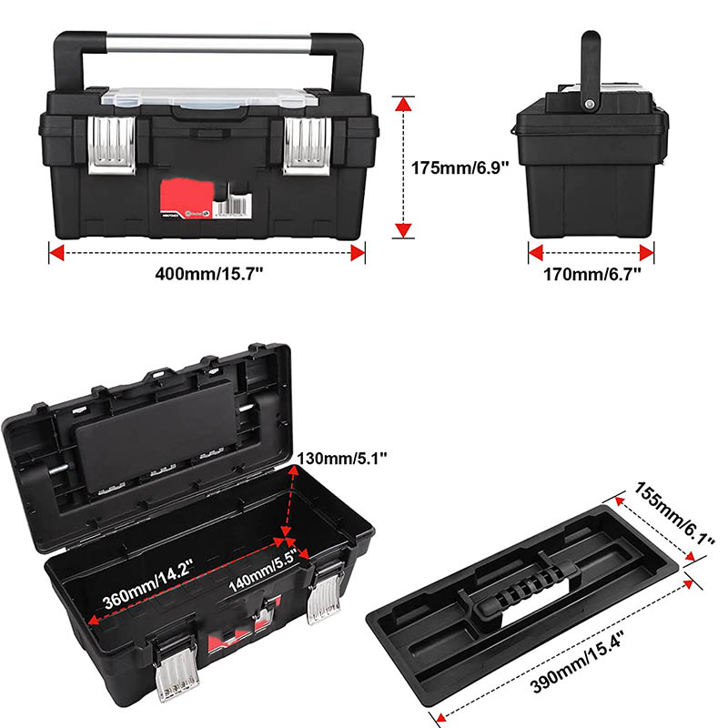 16 inch Tool Box with Removable Tray, Portable Toolbox OEM Manufacturer 