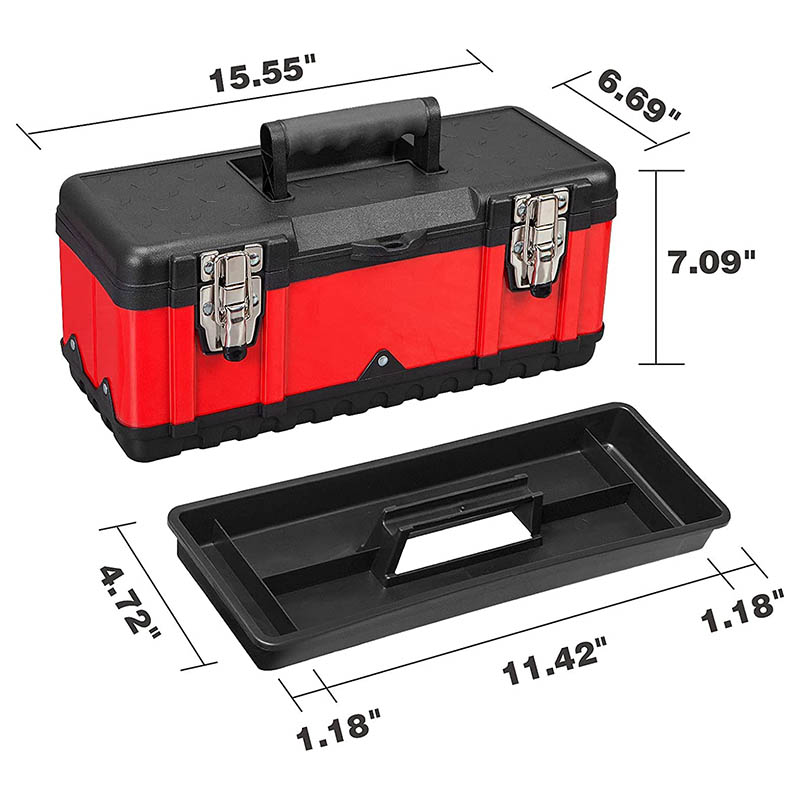 Deli 15" Plastic Tool Box With Handle, Lockable, Removable