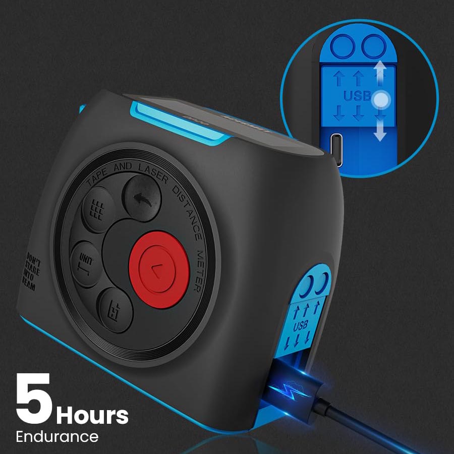 ACEGMET 131Ft Laser Measuring Tool & 16Ft Measuring Tape with Instant Digital Readout 