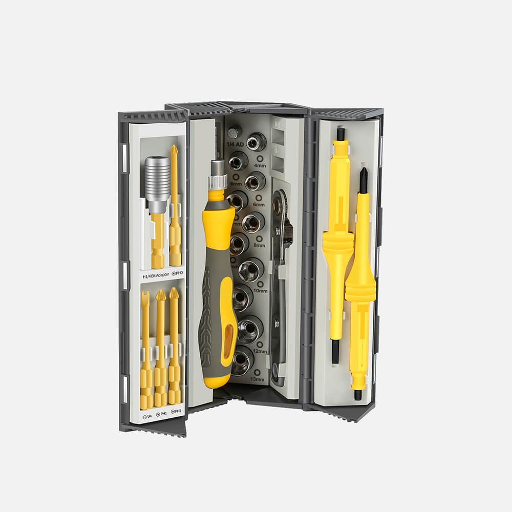Wholesale 33-in-1 Hexagonal Multifunction Screwdriver Set | Ratchet & Voltage Detection